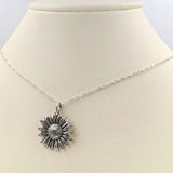 Sterling Silver Sunflower Necklace; Antiqued Sunflower; 925 Sun Flower Necklace on Silver Chain; Silver Sunflower Necklace, Infinity Close