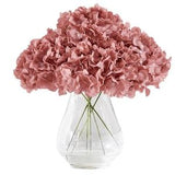 Dusty Rose Silk Hydrangea Flower Head 10pcs Big Fake Hydrangea Artificial Hydrangea for Wedding Ceremony Centerpieces Decorations with Stem