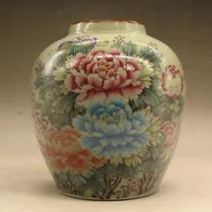 6.3" collect Chinese Qing Famille Rose Porcelain Tree Peony Flowering Shrubs Pot