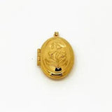 Genuine 9 Carat Yellow Gold Opening Locket With Embossed Flower Design.