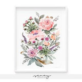 Art Print Watercolour Rose Bouquet Painting Gicl???e Print Wall Art Museum Quality Beautiful Floral Artwork Small and Large Frame NOT included