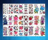 '- bulk lot 50 sheets large flower rose peony temporary tattoo tribal