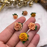 floral artisan earrings rose earrings |floral clay earrings |handmade earrings| Yellow earrings |Peach earrings|rose earrings