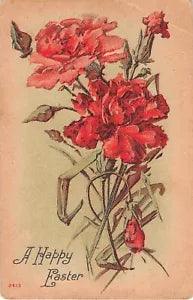 Lovely Carnations on Old Easter Postcard - No. 2413