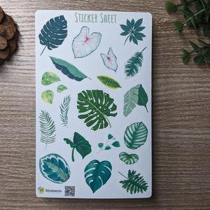 Tropical Leaves sticker sheet | Green Leaf Planner Stickers | Foliage Decorative Stickers | Greenery Scrapbook Stickers