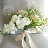 White Orchid Wedding Bouquet, White wedding Bridal Bridesmaid Flower girl Bouquet,  Customized Wedding Flowers, Destination wedding bouquets