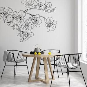 Orchids Branch Wall Decal, Floral Corner, Flowers, Modern Decor, Luxury Decor, Wall Accent, Floral Art, Nature Decor, Minimalist Decor 116