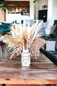 UV Resistant Artificial Dried Pampas Grasses In A Galvanized Metal Vase
