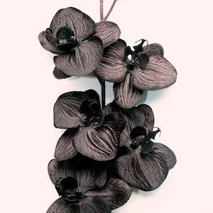 16 Inch Black Orchid Floral Stem Spray with 5 Orchids plus Buds ... Artificial flower stem - ITEM 0168 stem