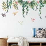 Tropical parrots Wall Decals Plants Orchids Stickers, KL0079