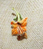 HAR Vintage tiger lily pin; enamel on gold tone metal; rhinestones; signed