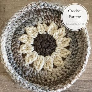 CROCHET PATTERN - Sunflower Basket - Crochet Basket - DIY - Crochet Bowl - Decorative Sunflower Bowl - Crochet Home Decor