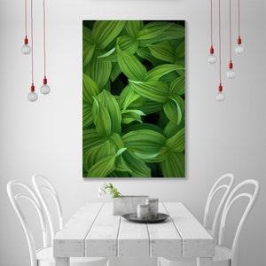 Green Plants wall art painting, Tropical Leaves decor for room, Green Leaves original wall art, Foliage print canvas, Leaves wall art
