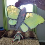 Butterfly - yellow - stained glass art- glass art - garden art - stained glass - glass gift - home decor - garden decor - whimsical- grey