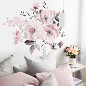 Pink White Watercolor Peony Flowers Wall Stickers Wall Decal Home Decor