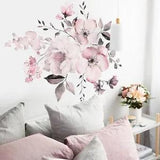 Pink White Watercolor Peony Flowers Wall Stickers Wall Decal Home Decor