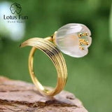 Lily Valley Flower Rings - Sterling Silver Ring Women Crystal Handmade Jewelry