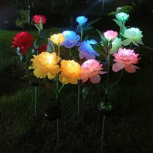 3 Head Peony Flower Outdoor Solar Garden Stake Light Waterproof Yard Light Decor