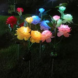 3 Head Peony Flower Outdoor Solar Garden Stake Light Waterproof Yard Light Decor