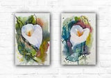 Original  watercolor painting Set of 2 Calla lily drawing Hand painted art 9x6