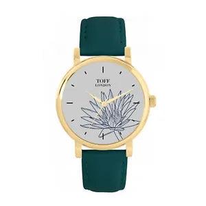 Toff London TLWS-59195 Ladies Blue Water Lilies Flower Watch