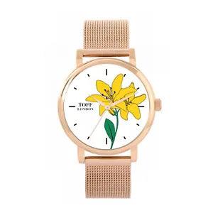 Toff London TLWS-37018 Ladies Yellow Lily Flower Watch