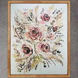 Boho Dusty Rose Watercolor Florals, Watercolour Light Pink White Floral Wall Art, Elegant Loose Roses Pampas Print, Wedding Floral Print
