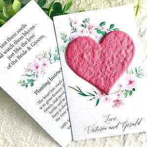 Plantable Cherry Blossom Flower Seed Wedding Favors - Personalized Seed Paper Hearts - Spring