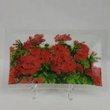Fused Art Glass Carnations Floral Tray 9.75??? x 5.75"lowerssg