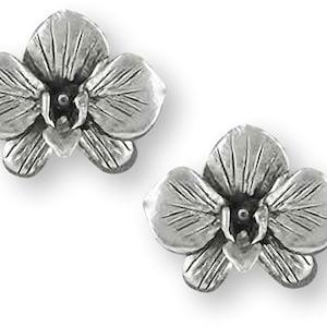 Orchid Jewelry Sterling Silver Handmade Orchid Flower Earrings  OR5-E