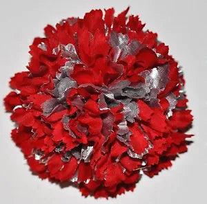 3" Bright Red & Silver Lam??? Carnation Silk Flower Hair Clip Holiday Wedding