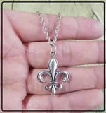 AlwaysHandCrafted FLEUR DE LIS Necklace - silver france royal flower lily 24"