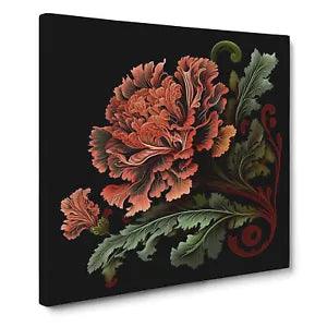 Carnation Flower Paisley Art No.2 Canvas Print Wall Art Framed Picture Large