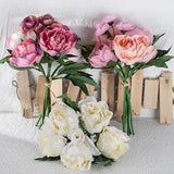 1 Bunch Artificial Peony Silk Flowers Multi Branch DIY Home Wedding Floral Decor