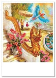 Courtyard Chinese Dragon Parrot Flowers Water Lily Pond ART Russian NEW Postcard
