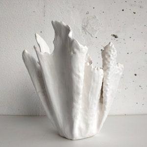 Large handmade planter pot. Scandinavian vase. White tall orchid pot.