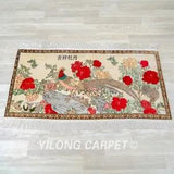 2x4ft Peony Tapestry HigH Density Flowers Handwoven Carpet Silk Rug 078H