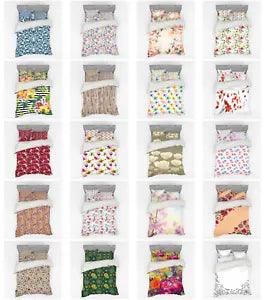 Ambesonne Floral Bouquet Bedding Set Duvet Cover Sham Fitted Sheet in 3 Sizes