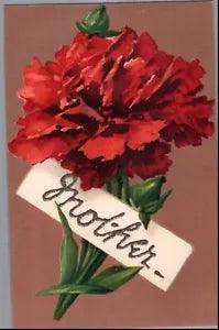 A3863 Greetings Mother Glitter Carnation Flower vintage postcard