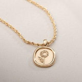 Gold Etching Sunflower Necklace, Gold Sunflower Necklace, Gold Necklace Floral Necklace, Sunflower Jewelry, waterproof JEWELRY