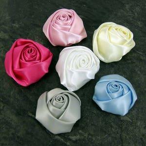 6 x Large table wedding bouquet roses, flowers buds, satin flowers 7 colours to choose from, Prom embellishments