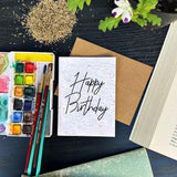 Classic Happy Birthday - Plantable Greeting card, Flower seed paper, , Handmade.