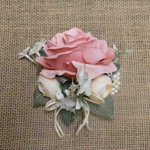 Mother Corsage Prom  Corsage Bridal/Wedding Wrist Corsage - Ivory Mini Roses , Gold Rose Blush Pink Rose Silk Flower, New