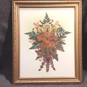 Vintage Dried Pressed Flowers Wall art Framed With Glass 19 x 23