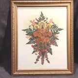 Vintage Dried Pressed Flowers Wall art Framed With Glass 19 x 23