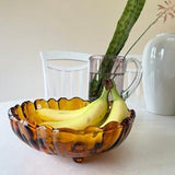 1970s Amber Glass Large Sunflower Bowl 11