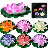 5/10 x Artificial EVA Fake Lotus Leaf Flowers Water Lily Floating Pool Plants