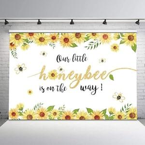Sweet Little Bee Princess Girl Baby Shower Party Decorations Backdrop Yellow Bee-Day Honey Sunflower Photography Background Photo Banner
