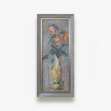 Vintage original framed oil painting. By Ukrainian artist N. Blizhina. Vertical impressionist roses Still Life. Fine art. One of a kind.