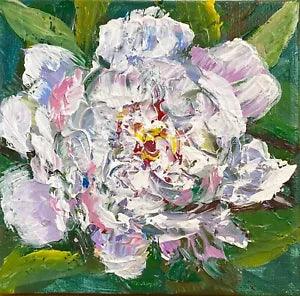 Floral painting Flower White Peony Smal original canvas painting Wall art decor